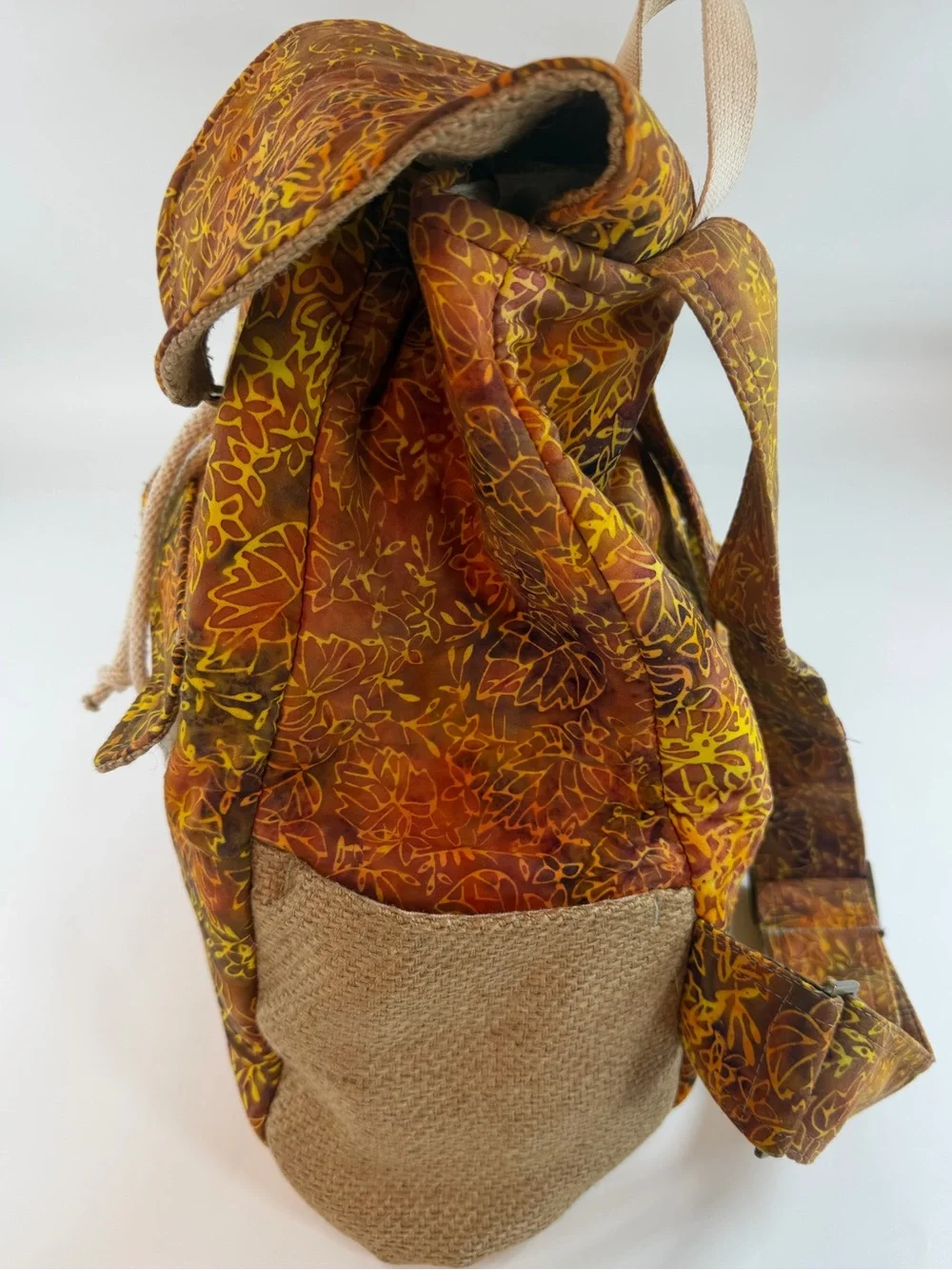 Taaluma Batik Backpack‎ Boho Cottagecore Travel Daypack Brown Floral